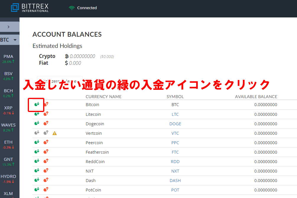 ビットトレックスへの入金手順その2